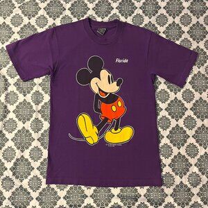 Vintage 90s Walt Disney Mickey Mouse Purple Florida Single Stitched Graphic Tee